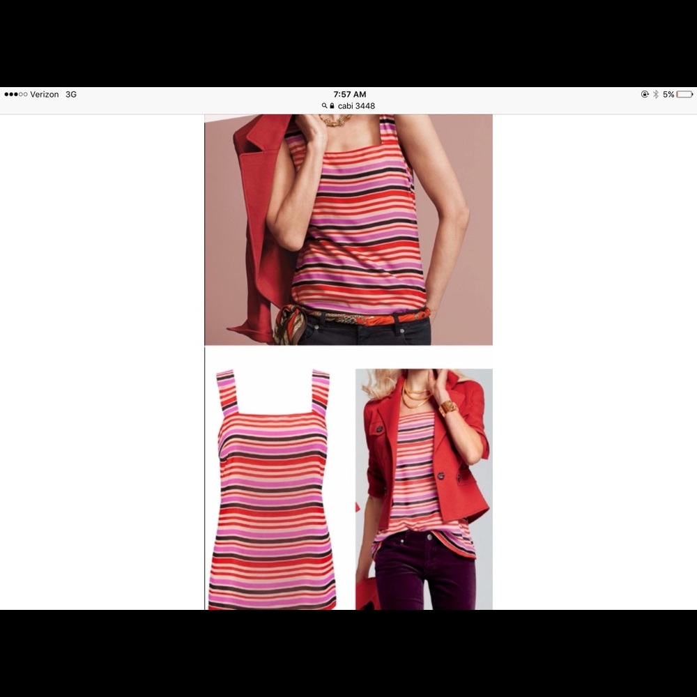 CAbi Banded cami Striped Style 3448 Size XL NWOT